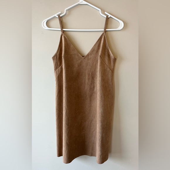 Aritzia Wilfred Free Tan Faux Suede Mini Dress Size XS- Festival Summer Flirty - Picture 2 of 11